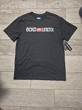 Men Black Ecko black Ecko Unltd. Signature Logo Tee featuring the brand's rhino